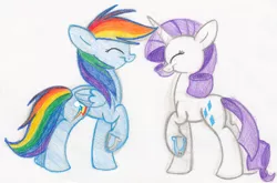 Size: 1175x775 | Tagged: artist:selective-yellow, derpibooru import, female, horseshoes, lesbian, rainbow dash, raridash, rarity, safe, shipping, traditional art