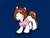 Size: 640x480 | Tagged: safe, artist:acharmingpony, derpibooru import, ponified, 4chan, blue background, blushing, blush sticker, bow, clothes, hair bow, image, moot, png, shirt, simple background, smiling, solo