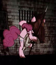 Size: 1093x1268 | Tagged: artist:sylex, cosplay, derpibooru import, konami, pinkie pie, pyramid head, semi-grimdark, silent hill