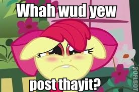 Size: 276x183 | Tagged: safe, derpibooru import, edit, screencap, apple bloom, earth pony, pony, call of the cutie, adorabloom, blushing, bow, cute, female, filly, floppy ears, frown, hair bow, image macro, looking at you, pouting, sad, text