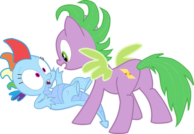 Size: 7752x5333 | Tagged: absurd resolution, artist:bluemoonhd, derpibooru import, dragon, dragonified, new rainbow dash, ponified, ponified spike, rainbow dash, rainbow dragon, role reversal, safe, simple background, species swap, spike, white background