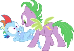 Size: 7752x5333 | Tagged: absurd resolution, artist:bluemoonhd, derpibooru import, dragon, dragonified, new rainbow dash, ponified, ponified spike, rainbow dash, rainbow dragon, role reversal, safe, simple background, species swap, spike, white background