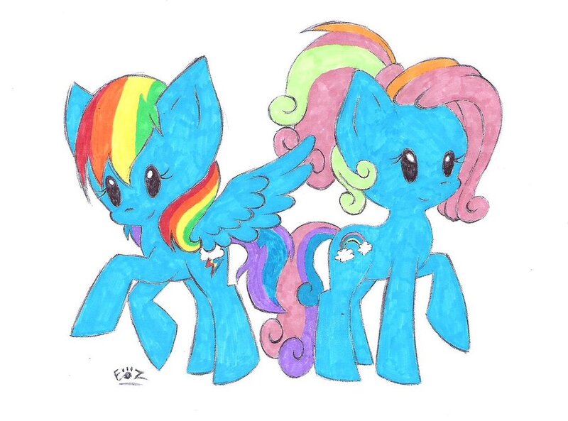 Size: 900x667 | Tagged: artist:polishhedgiefangirl, derpibooru import, g3, g3.5, g3 to g4, generation leap, rainbow dash, rainbow dash (g3), safe, traditional art