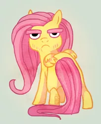 Size: 422x518 | Tagged: artist:griffsnuff, derpibooru import, flutterguy, fluttershy, looking at you, looking back, manly, rule 63, safe, solo, thick eyebrows, wat