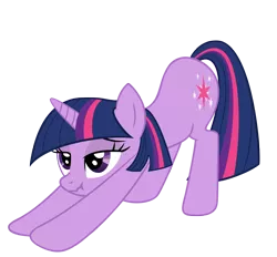 Size: 2000x1855 | Tagged: safe, artist:luckysmores, derpibooru import, twilight sparkle, pony, unicorn, exploitable meme, female, iwtcird, mare, scrunchy face, simple background, solo, stretching, transparent background, vector