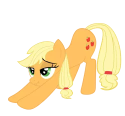 Size: 2000x1854 | Tagged: safe, artist:luckysmores, derpibooru import, applejack, earth pony, pony, exploitable meme, female, iwtcird, mare, scrunchy face, simple background, solo, stretching, transparent background