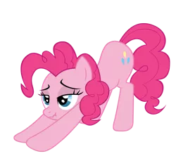 Size: 2000x1856 | Tagged: safe, artist:luckysmores, derpibooru import, pinkie pie, earth pony, pony, exploitable meme, female, iwtcird, mare, scrunchy face, simple background, solo, stretching, transparent background