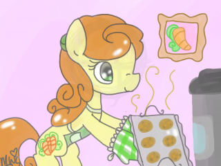 Size: 320x240 | Tagged: artist:ponypocky317, baking, carrot top, cookie, cute, cutie top, derpibooru import, golden harvest, safe