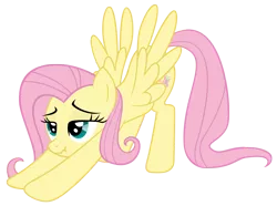 Size: 2500x1855 | Tagged: safe, artist:luckysmores, derpibooru import, fluttershy, pegasus, pony, exploitable meme, female, iwtcird, mare, scrunchy face, simple background, solo, stretching, transparent background, vector