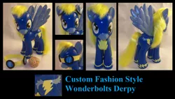 Size: 2796x1592 | Tagged: safe, artist:gryphyn-bloodheart, derpibooru import, derpy hooves, pegasus, pony, custom, fashion style, female, goggles, irl, mare, muffin, photo, solo, toy, wonderbolts