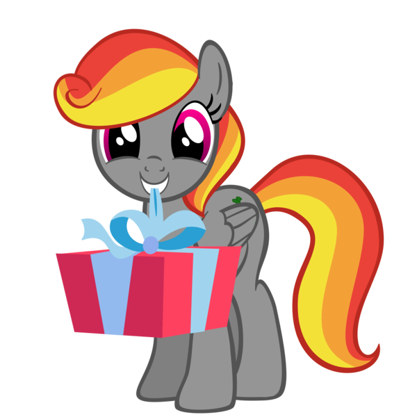 Size: 2048x2048 | Tagged: safe, artist:thecoltalition, derpibooru import, oc, unofficial characters only, pegasus, pony, bow, box, cute, female, happy, high res, holding, holding a present, mare, mouth hold, present, simple background, smiling, solo, transparent background, vector