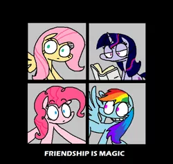 Size: 700x663 | Tagged: safe, artist:the-moonman-of-1997, derpibooru import, fluttershy, pinkie pie, rainbow dash, twilight sparkle, ponified, album cover, parody, the beatles