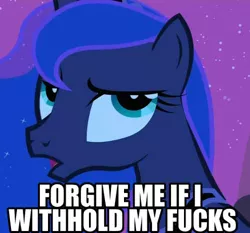 Size: 500x465 | Tagged: caption, cropped, derpibooru import, edit, edited screencap, image macro, luna eclipsed, nightmare night, no fucks, princess luna, safe, screencap, solo, vulgar