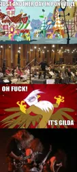 Size: 547x1208 | Tagged: safe, derpibooru import, gilda, gryphon, comic, image macro, music, orchestra, rockband, vulgar