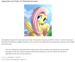 Size: 761x625 | Tagged: derpibooru import, equestria daily, fluttershy, keep calm and flutter on, safe, sethisto, text