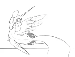 Size: 712x543 | Tagged: dead source, safe, artist:spaerk, derpibooru import, nightmare moon, alicorn, pony, sketch, solo, wip