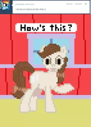 Size: 500x698 | Tagged: artist:scribblez, bow, cow, cow pony, creamy and friends, derpibooru import, female, nudity, oc, oc:creamy white, pixel art, safe, solo, tumblr, udder, unofficial characters only