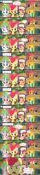 Size: 1280x5499 | Tagged: safe, derpibooru import, apple bloom, babs seed, scootaloo, sweetie belle, ask the crusaders, ask, blushing, clothes, cutie mark crusaders, hat, present, scarf, tumblr