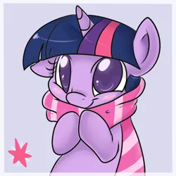 Size: 500x500 | Tagged: safe, artist:lustrous-dreams, derpibooru import, twilight sparkle, pony, unicorn, ask filly twilight, blushing, clothes, cute, female, filly, filly twilight sparkle, scarf, smiling, solo, twiabetes