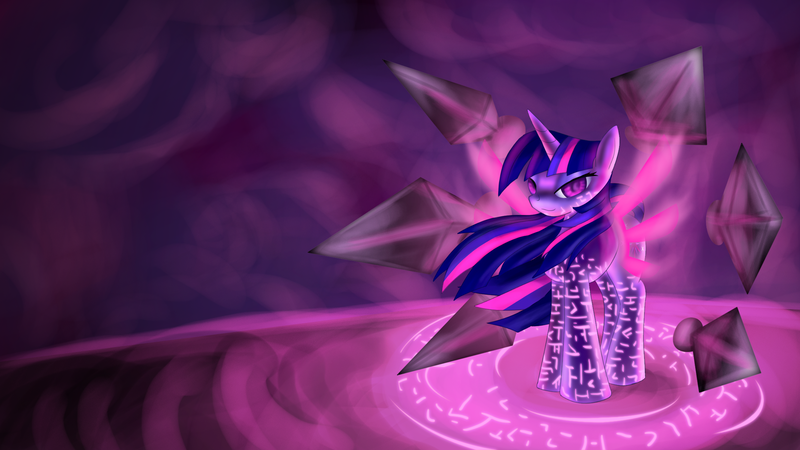 Size: 1920x1080 | Tagged: artist:zedrin, derpibooru import, magic circle, runes, safe, solo, twilight sparkle, weapon