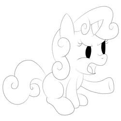 Size: 2975x2975 | Tagged: safe, derpibooru import, sweetie belle, pony, unicorn, black and white, female, filly, grayscale, monochrome, simple background, solo, white background