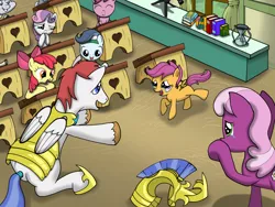 Size: 2048x1536 | Tagged: safe, artist:that1andonly, derpibooru import, apple bloom, cheerilee, ruby pinch, scootaloo, shady daze, silver spoon, sweetie belle, truffle shuffle, oc, pegasus, pony, armor, classroom, crowning moment of heartwarming, crying, cute, cutealoo, cutie mark crusaders, daaaaaaaaaaaw, father, father and daughter, feels, female, filly, foal, good end, happy, happy feels, heartwarming, heartwarming in hindsight, helmet, hilarious in hindsight, homecoming, hoof shoes, male, mare, open mouth, parent, ponyville schoolhouse, royal guard, royal guard armor, running, scootaloo's parents, scootalove, smiling, stallion, sweet dreams fuel, tears of joy