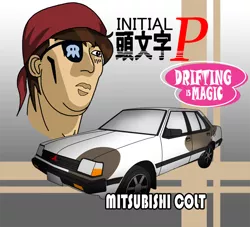 Size: 800x726 | Tagged: artist:sudro, car, crossover, derpibooru import, humanized, initial d, japanese, parody, pipsqueak, safe, wat