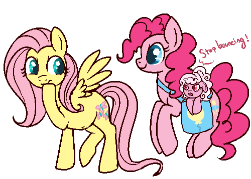 Size: 500x358 | Tagged: artist:lulubell, derpibooru import, female, flutterpie, fluttershy, lesbian, magical lesbian spawn, next generation, oc, oc:candy floss, offspring, parent:fluttershy, parent:pinkie pie, parents:flutterpie, pinkie pie, pregnant, safe, shipping, simple background, transparent background