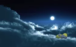 Size: 1280x800 | Tagged: safe, artist:eonevolution, derpibooru import, derpy hooves, pegasus, pony, cloud, cloudy, female, mare, moon, sleeping, vector, wallpaper