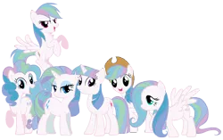 Size: 5400x3400 | Tagged: applejack, artist:mihaaaa, artist:shadowhedgiefan91, derpibooru import, fluttershy, mane 6 recolors, mane six, pinkie pie, princess celestia, rainbow dash, rarity, recolor, safe, simple background, transparent background, twilight sparkle, vector