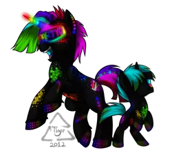 Size: 900x810 | Tagged: safe, artist:cat-cly, derpibooru import, oc, unofficial characters only, pony, unicorn, art trade, filly, glowstick, goggles, rav3r ravid, rave