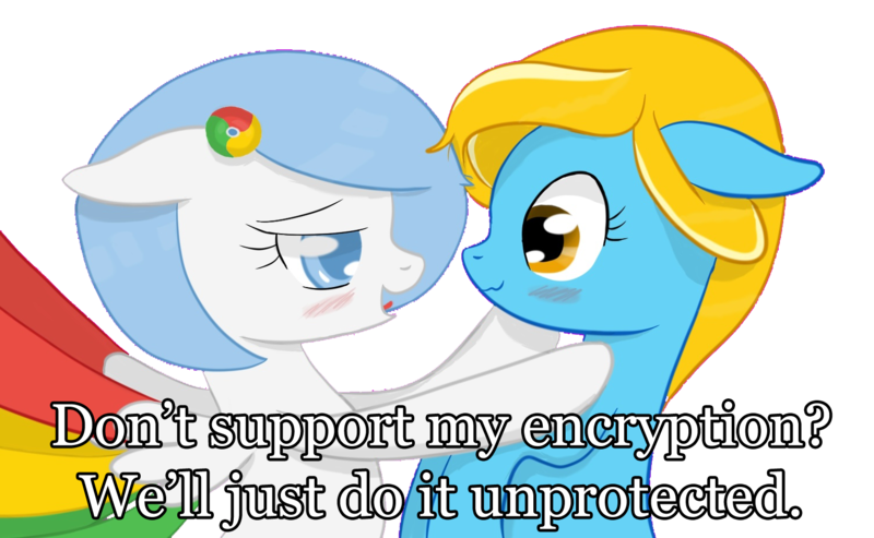 Size: 1504x926 | Tagged: suggestive, artist:xeirox, derpibooru import, edit, oc, oc:google chrome, oc:internet explorer, unofficial characters only, earth pony, pegasus, pony, blushing, browser ponies, caption, exploitable meme, female, google chrome, interchrome, interchrome meme, internet browser, internet explorer, lesbian, lesbian pony internet browsers, looking at each other, mare, shipping
