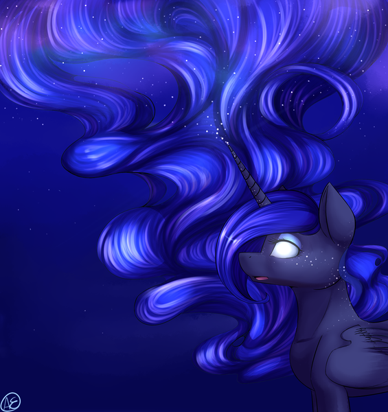 Artist Spittfireart Derpibooru Import Glowing Eyes Princess Luna Safe Solo Twibooru