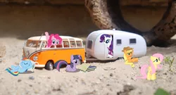 Size: 3420x1840 | Tagged: applejack, artist:bushinio, beach, bus, derpibooru import, fluttershy, mane six, pinkie pie, ponies in real life, rainbow dash, rarity, safe, sand, toy, twilight sparkle, vector