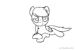 Size: 450x300 | Tagged: safe, artist:naroclie, derpibooru import, rainbow dash, pegasus, pony, animated, bored, cute, dashabetes, eyeroll, female, flop, floppy ears, frown, glare, grumpy, lazy, lidded eyes, madorable, mare, monochrome, no catchlights, no pupils, on back, open mouth, prone, rolling, sigh, simple background, solo, white background, wide eyes