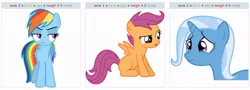 Size: 794x286 | Tagged: crying, derpibooru, derpibooru import, exploitable meme, juxtaposition, juxtaposition win, meta, rainbow dash, safe, scootaloo, trixie