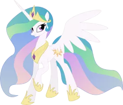 Size: 5821x4993 | Tagged: safe, artist:pinkiemina, derpibooru import, princess celestia, pony, absurd resolution, female, grin, looking at you, mare, raised hoof, simple background, smiling, solo, spread wings, transparent background, vector