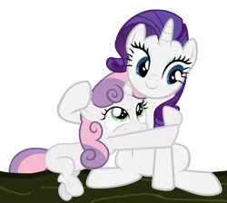 Size: 5882x5281 | Tagged: absurd resolution, artist:thatsgrotesque, dead source, derpibooru import, duo, hug, rarity, safe, simple background, sweetie belle, transparent background, vector