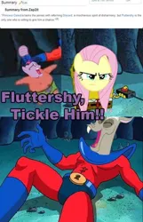 Size: 478x742 | Tagged: safe, derpibooru import, edit, discord, fluttershy, twilight sparkle, keep calm and flutter on, female, image, jpeg, male, manray, meme, mermaid man and barnacle boy iii, patrick star, spongebob squarepants, spongebob squarepants (character), tickle belt, tickle torture, tickling