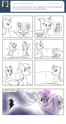 Size: 600x1125 | Tagged: suggestive, artist:archonix, derpibooru import, twilight velvet, oc, oc:star sparkle, pegasus, pony, unicorn, fanfic:xenophilia, annoyed, askstarsparkle, caught, comic, eyes on the prize, female, floppy ears, frown, grin, gritted teeth, implied sex, magic, mare, open mouth, smiling, spread wings, squee, tumblr, wide eyes, wingboner