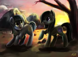 Size: 1229x907 | Tagged: artist:hungrychickens, derpibooru import, limestone pie, marble pie, pie sisters, rock farm, safe