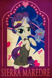 Size: 1200x1800 | Tagged: safe, artist:pixelkitties, derpibooru import, rarity, pony, bipedal, clothes, cocktail, crossover, dress, drink, duckface, fallout: new vegas, poster, sierra madre, solo