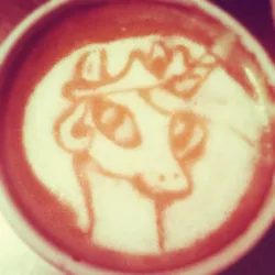 Size: 500x500 | Tagged: artist:cappuccinofrosting, coffee, food, latte, princess celestia, safe, solo