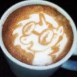 Size: 500x500 | Tagged: artist:cappuccinofrosting, coffee, food, latte, safe, vinyl scratch