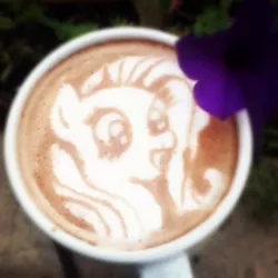 Size: 612x612 | Tagged: safe, artist:cappuccinofrosting, derpibooru import, fluttershy, pony, coffee, latte
