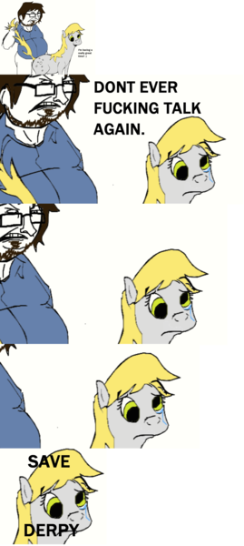 Size: 1280x2856 | Tagged: questionable, derpibooru import, derpy hooves, pegasus, pony, abuse, brony, comic, derpybuse, derpygate, female, glasses, mare, neckbeard, save derpy, vulgar