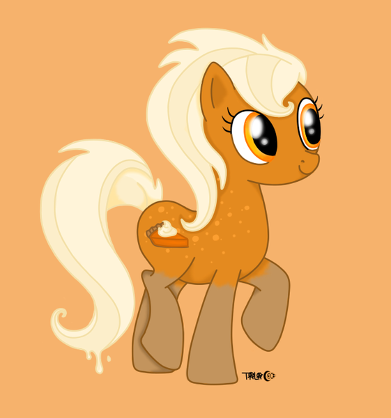 Size: 626x669 | Tagged: artist:demented-day-dreams, derpibooru import, food pony, original species, pie, pumpkin pie, safe