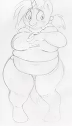 Size: 685x1187 | Tagged: anthro, artist:sb, breasts, busty sugar, chubby, clothes, derpibooru import, fat, female, muffin top, rule 63, safe, sketch, snips, solo, sugar