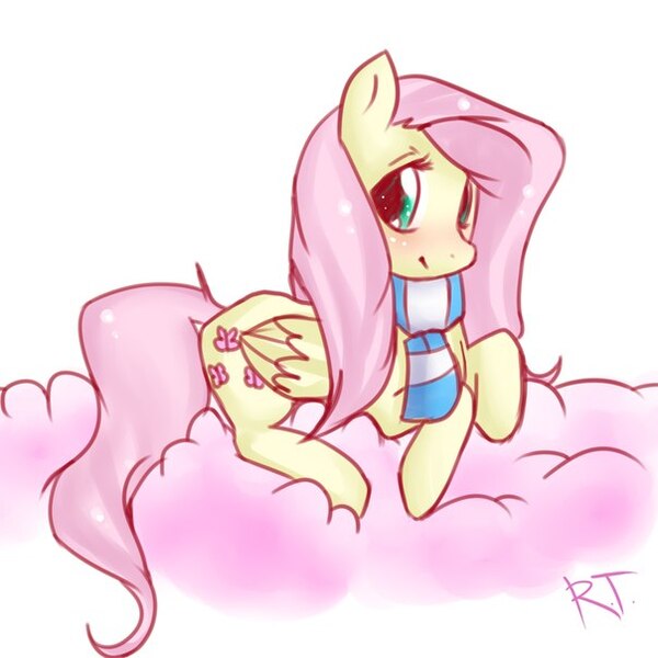 Size: 604x604 | Tagged: safe, artist:sonatatravina, derpibooru import, fluttershy, clothes, scarf, solo