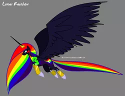 Size: 900x691 | Tagged: safe, artist:briannathewingedwolf, derpibooru import, oc, oc:lunar rainbow, unofficial characters only, alicorn, pony, alicorn oc, alternate universe, donut steel, solo